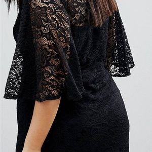 Cape plunge lace dress
